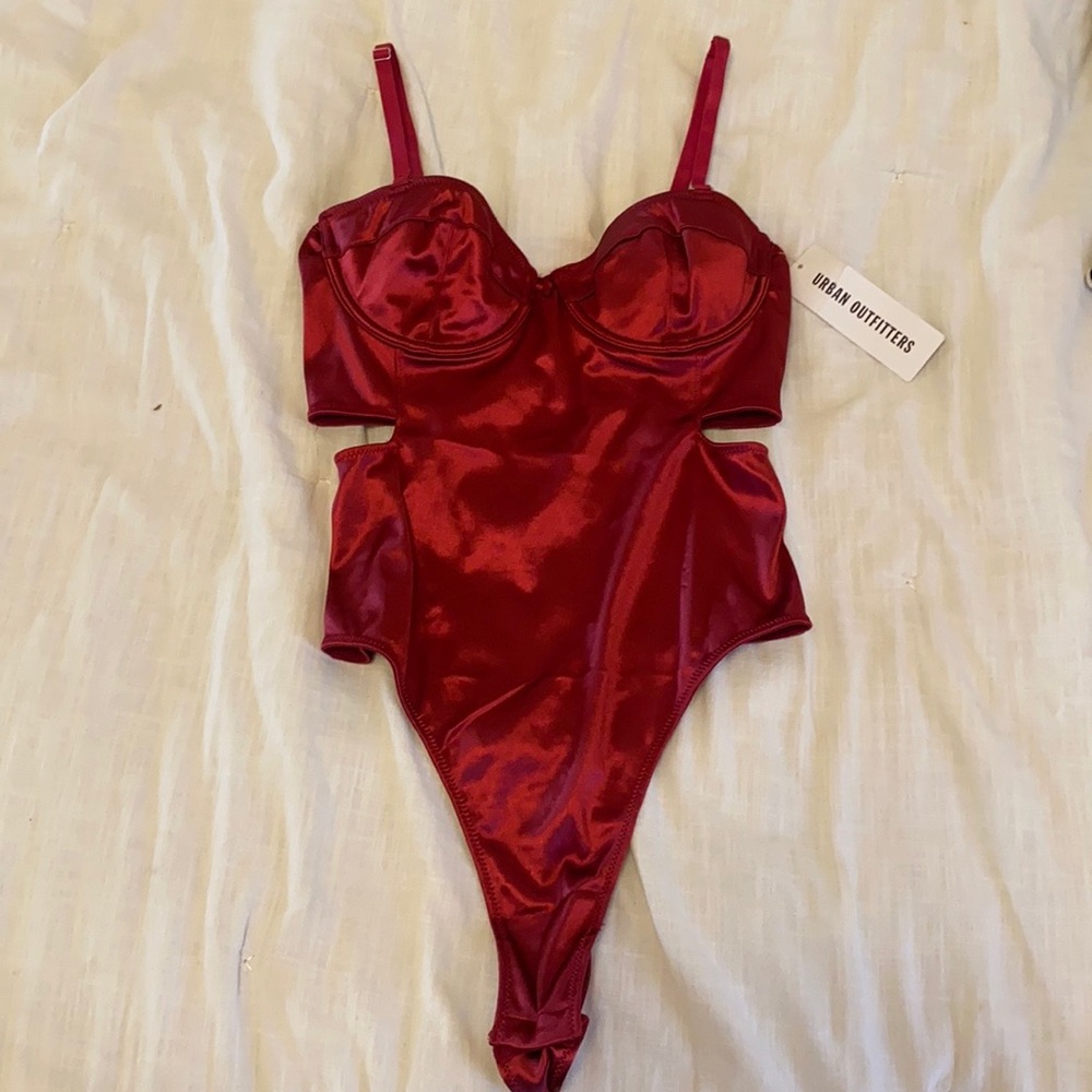 Urban outfitters satin red bodysuit